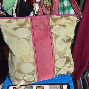 💰 SOLD 💰 Coach Pink and Tan Shoulder Bag